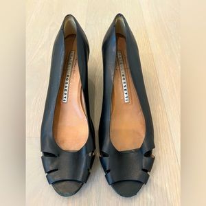 Fratelli Rossetti peep toe black wedges